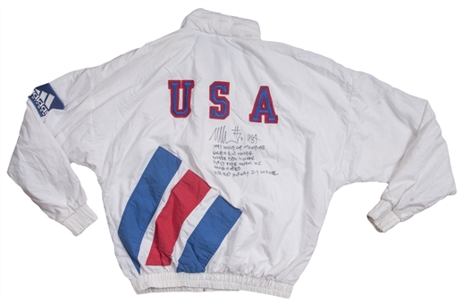 1991 Michelle Akers Used and Signed Team USA World Cup Warm Up Jacket & Pants (Akers LOA) 